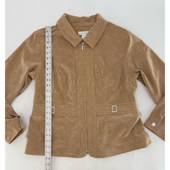 NWT Christopher & Banks Khaki Brown Corduroy Zip Blazer Jacket Sz L Preppy Ofc - Picture 11 of 11